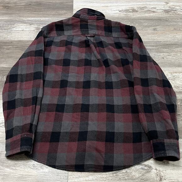Orvis Red Black Check Mens L Flap Pocket Heavyweight Flannel Shirt Work Shacket - Picture 3 of 9